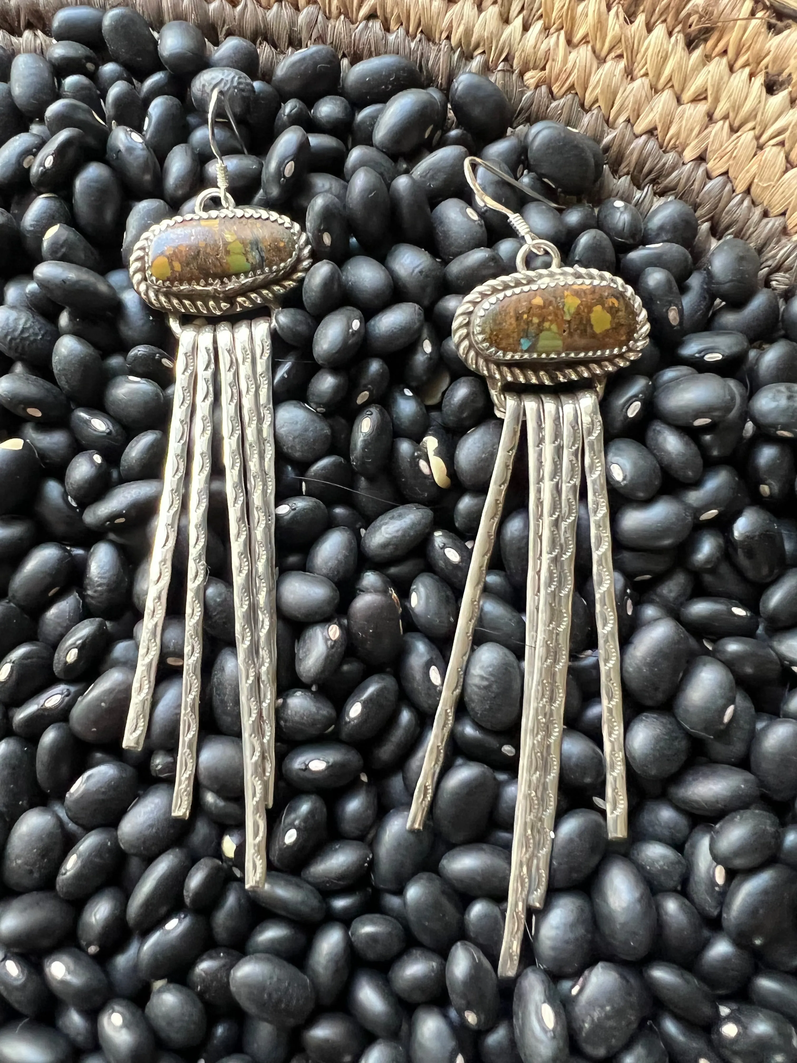 Turquoise Stamped Dangle Earrings