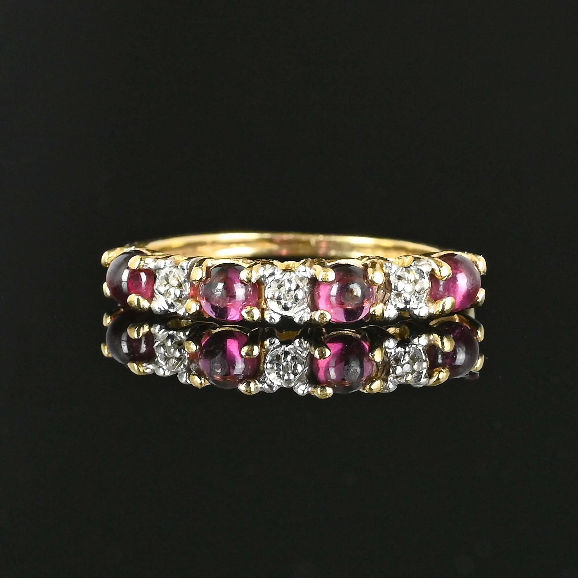 Vintage Diamond Pink Tourmaline Cabochon Ring