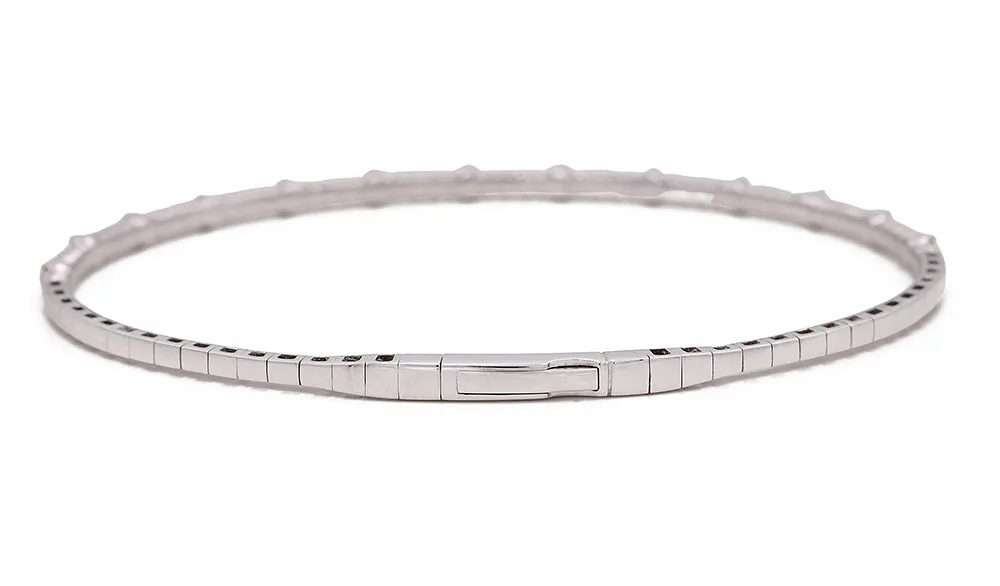 White Gold 14K Bangle Bracelet Wit Diamonds