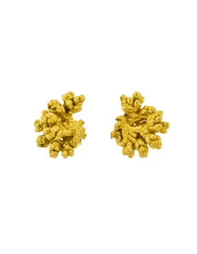 William De Lillo Vintage Brutalist Textured Coral Style Earrings