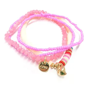 'With Love' Bracelet Set - Pink