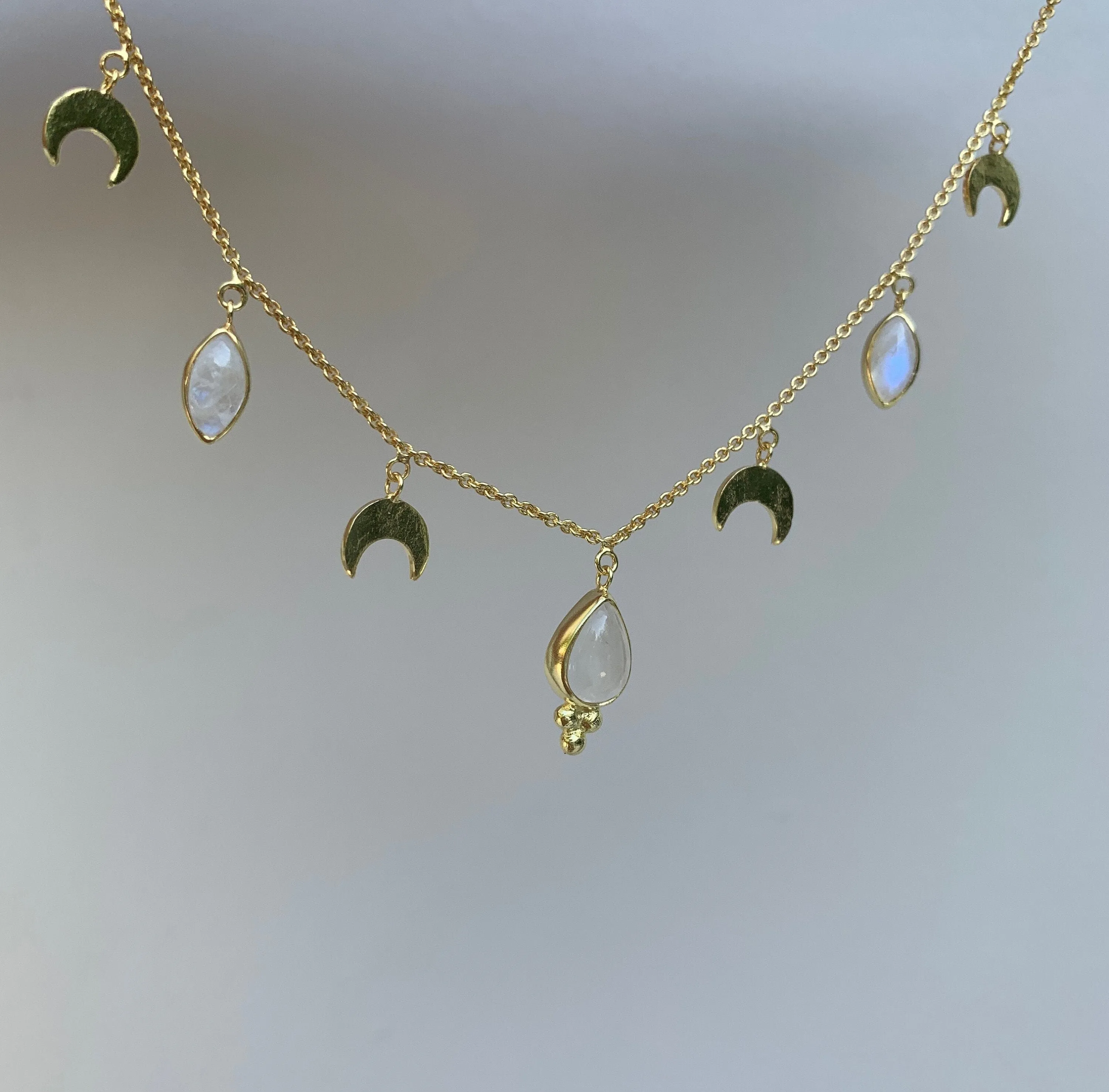 Worlds Apart Delicate 14K Gold Moonstone Necklace